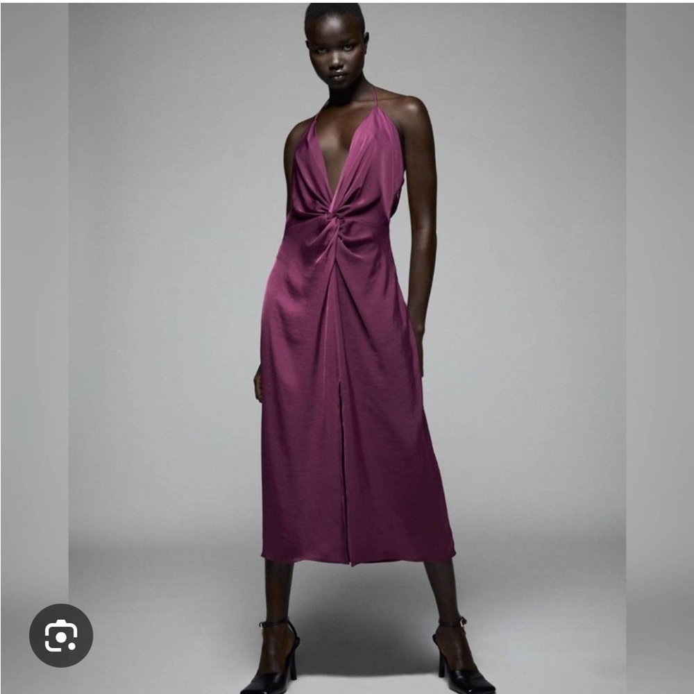 Zara satin effect dress purple